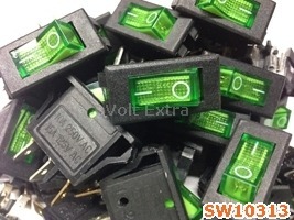 สวิทช์มีไฟ 220 V 3ขา สีเขียว