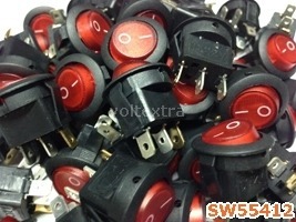 สวิทช์มีไฟ 12 V 3ขา กลม สีแดง