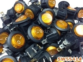 สวิทช์มีไฟ 12 V 3ขา กลม สีส้ม