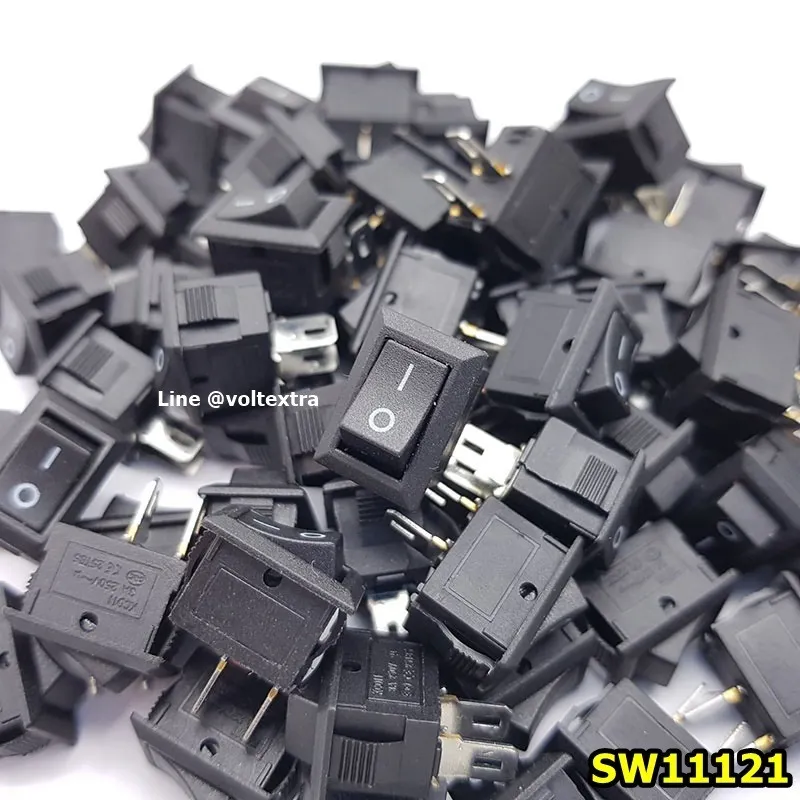 สวิทช์ ON-OFF เหลี่ยมจิ๋ว 2ขา สีดำ